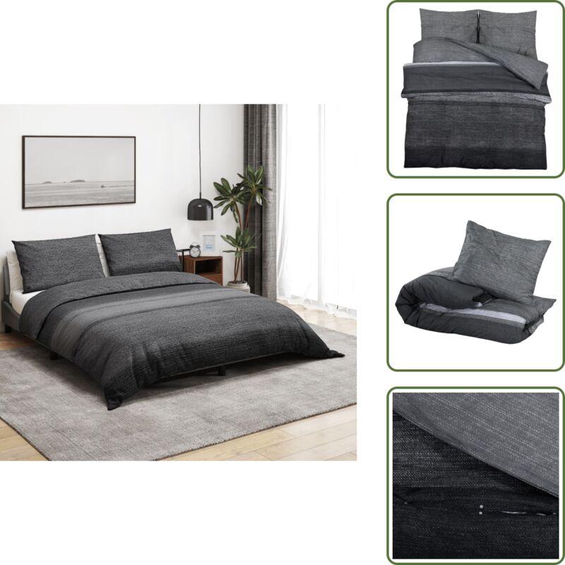 Bettwäsche-Set Dunkelgrau 220x240 cm Baumwolle - Bettsachen - Bettwäsche - Baumwollbettwäsche - Dunkelgraue Bettwäsche - Zimmerdekoration