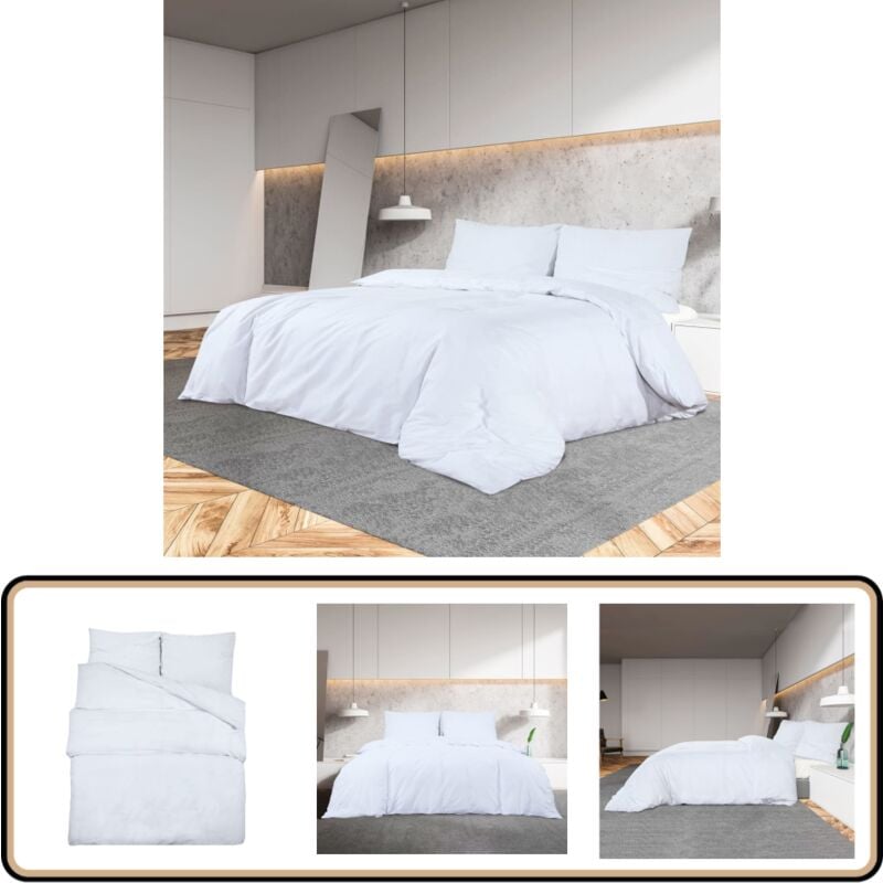 Bettwäsche-Set Weiß 260x240 cm Leichte Mikrofaser - Bettsachen - Bettwäsche - Mikrofaserbettwäsche - Weißer Bettwäsche - Doppelbett