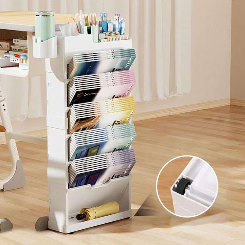 Bücherregal auf Rollen, Bücherregal Mobil, Tragbar Mehrzweck Bücherwagen für Büro,Wohnzimmer,Schule Klassenzimmer