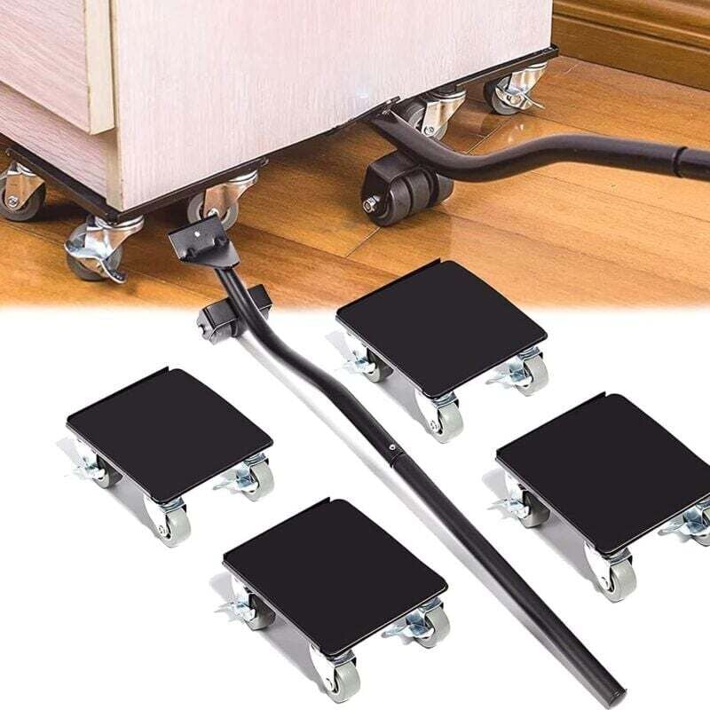 Bewegt Möbel, Rollen für schwere Möbel, 360°-Lenkrollen und Hebestange, Tragfähigkeit bis 400 kg -
