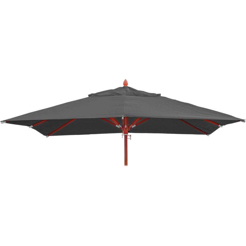 Ersatz-Bezug für Gastronomie Holz-Sonnenschirm HHG 671, Sonnenschirmbezug Ersatzbezug, eckig 4x4m Polyester 3kg anthrazit
