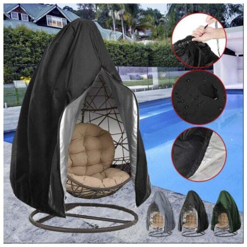 Bezug für Hängesessel, eiförmiger Bezug für Hängesessel, wasserdichtes 210D Oxford-Gewebe für Gartenschaukeln, schwarz, 190 x 115 cm