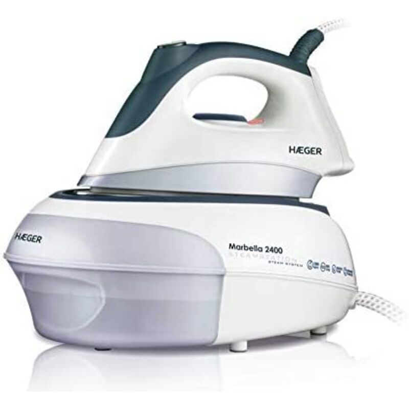 Haeger SS-24S.005A Bügeleisen Dampfbügeleisen Sohle of Edelstahl 2400 W Schwarz, White