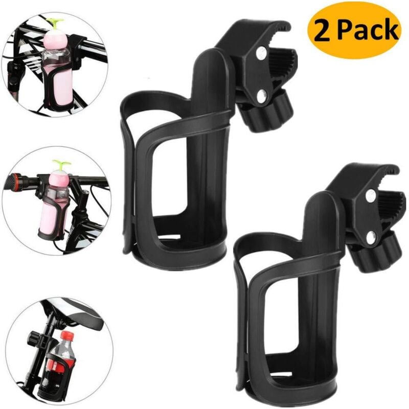 ZVD - Bicycle Bottle Cages, 2 Pack 360 Degree Rotation Drink Water Cup Holder Universal Stroller Cup Holders for Bikes, Mountain Bikes, Strollers and