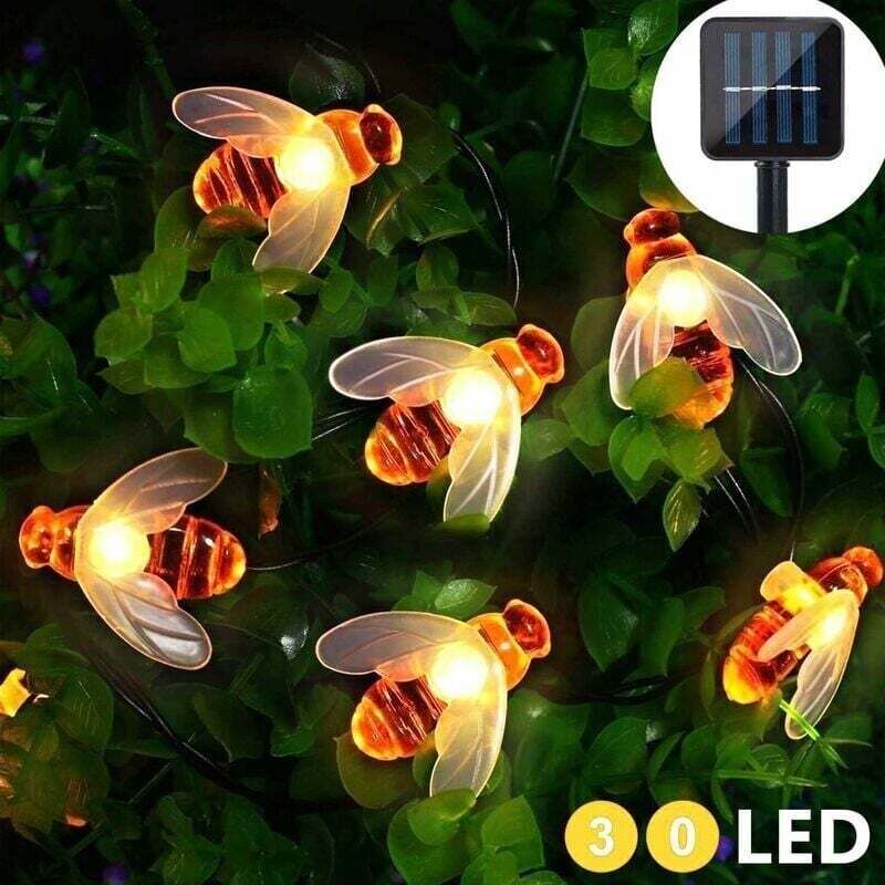 Bienen-Lichterkette, 20 Fuß, solarbetriebene 30-LED-Außenleuchte, wasserdichte Lichterkette, dekoratives Hummellicht für den Außenbereich, Hochzeit,