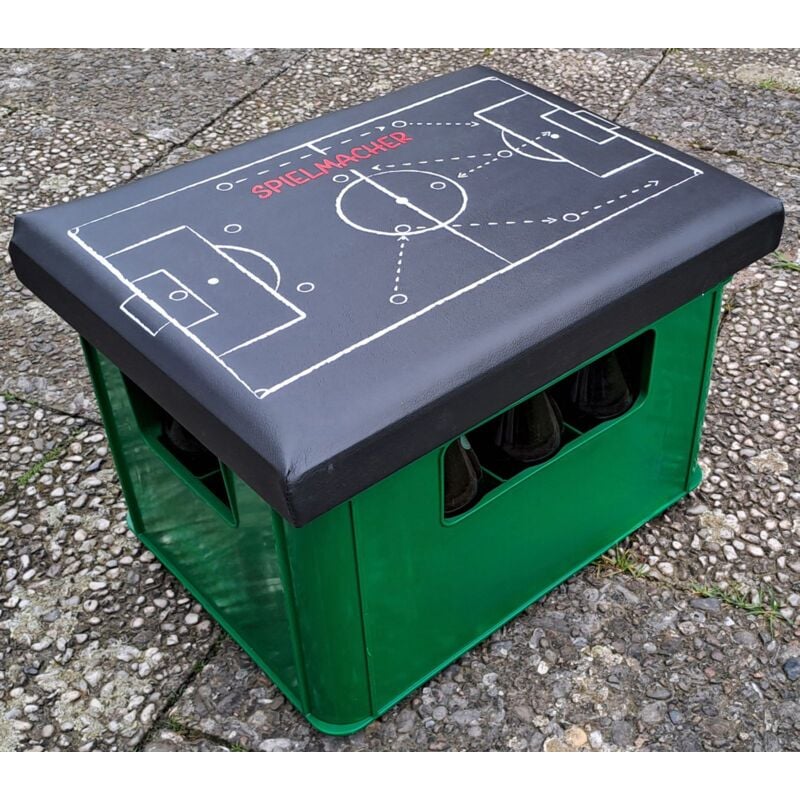 Buri - Bierkastensitz Fußball Getränkekistensitz Sitzkissen Sitzpolster Sitzauflage Kastenpolster Bierkistenpolster Kistenaufsatz Fanartikel - schwarz