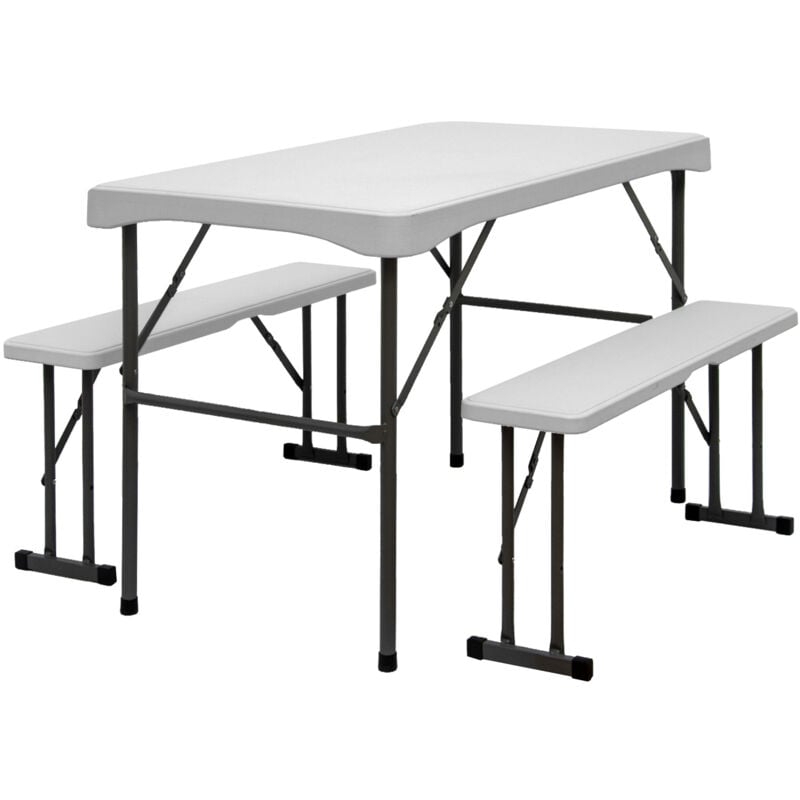 Amanka - Bierzeltgarnitur für 4 Personen - 112 x 61 cm Bierbank Set - Tisch mit 2 Bänken