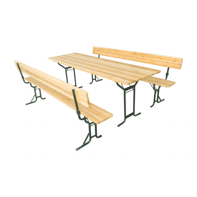 Bierzeltgarnitur mit Rückenlehne 220 x 70 cm natur 3-teilig