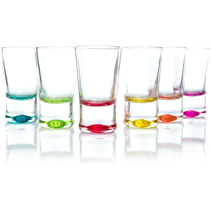 BigDean 24x Schnapsgläser 2cl - Shotgläser aus Glas – farbige Shot Gläser für Schnäpse wie z.B. Tequila, Wodka, Ouzo, Sambuca, Likör - Stamperl,