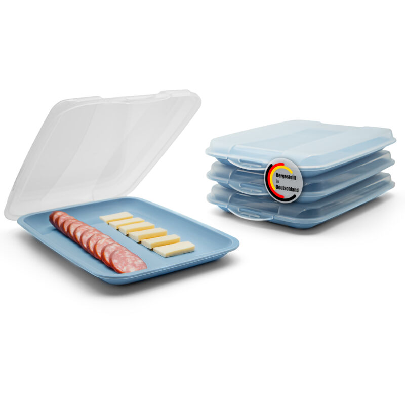 BigDean 4er Set Aufschnittboxen für Kühlschrank stapelbar – Wurst & Käse Aufbewahrung im Kühlschrank MADE in Germany