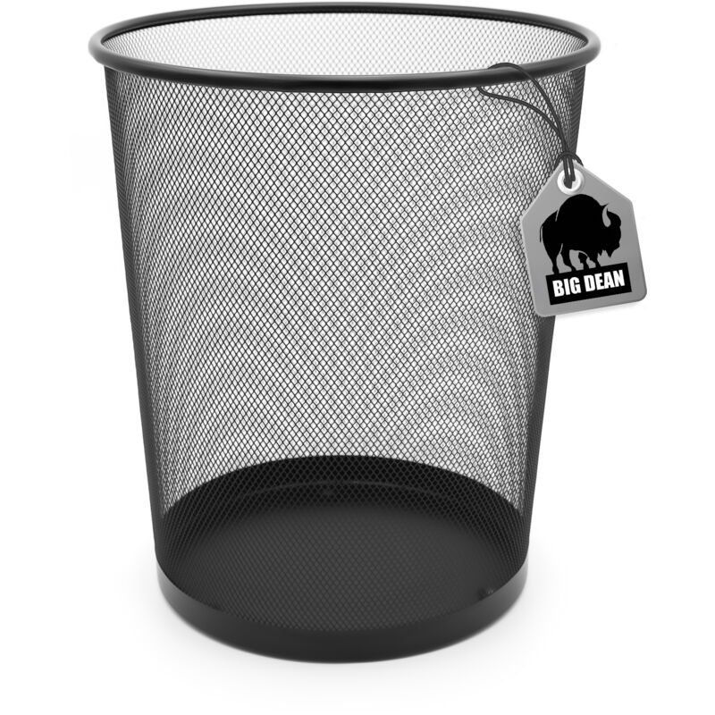 BigDean Papierkorb Büro Mülleimer schwarz 34cm hoch 20L Draht - Mülleimer Büro Trash Can Papiermülleimer Abfalleimer Mülleimer Trash Bin
