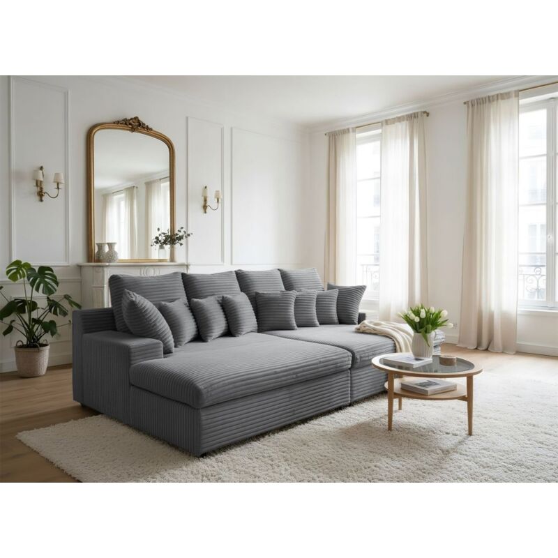 Bigsofa Couchgarnitur AROSA Megasofa in Stoff Tilia Grau