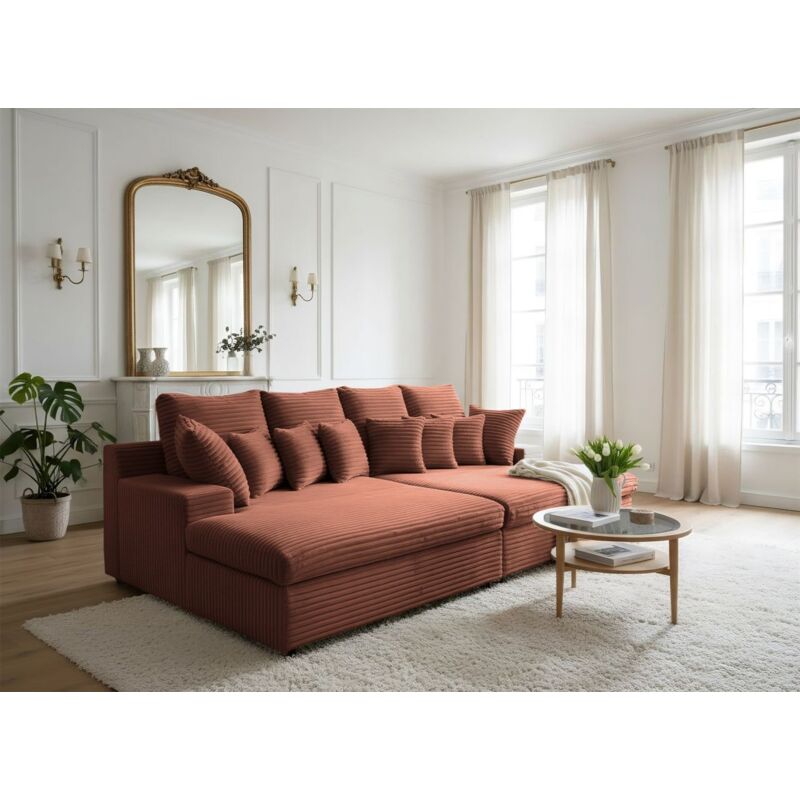 Bigsofa Couchgarnitur AROSA Megasofa in Stoff Tilia Rostbraun