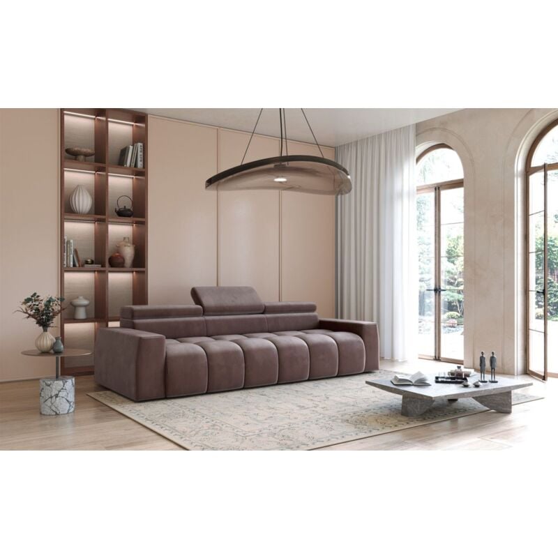 Bigsofa Couchgarnitur DARCY Megasofa in Stoff Salvador Braun