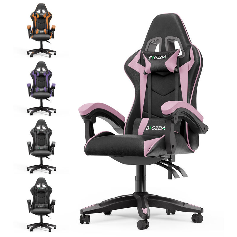 Gaming Stuhl bis 136kg - bigzzia Gamer Stühle mit Lendenkissen + Gaming-Stühle Kopfstütze - Gaming Chair - Gaming Stühle Höhenverstellbar Bürostuhl