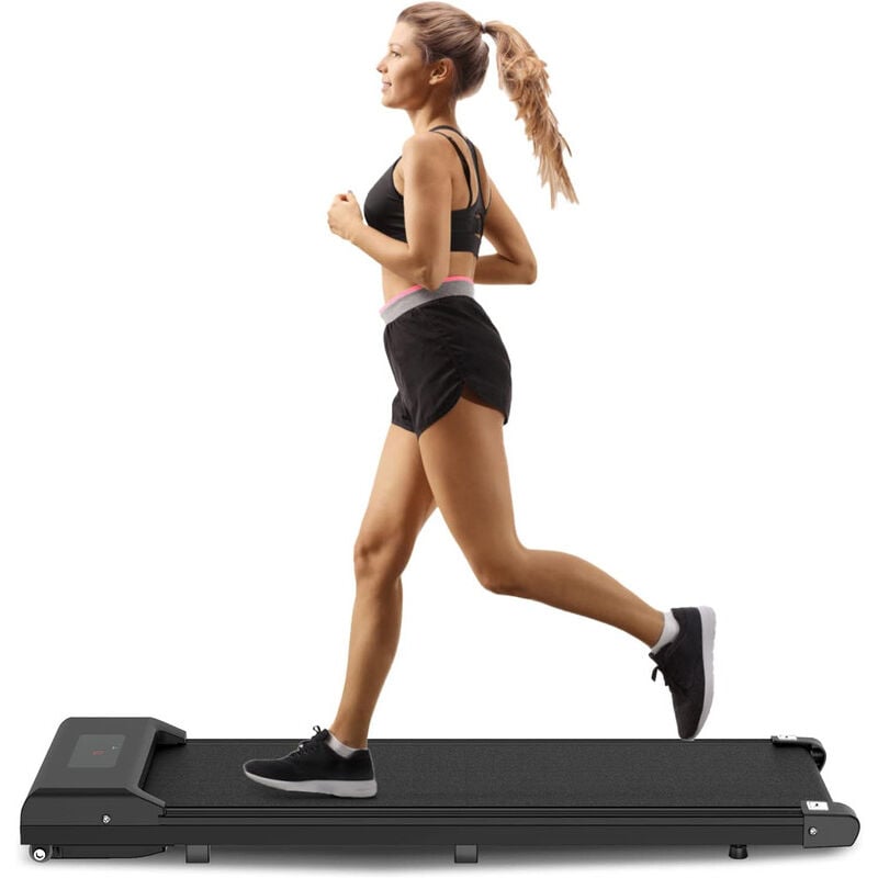 Laufband für Zuhause Joggen - Laufbänder Untertisch Laufgerät Elektrisch mit LCD-Display + Fernbedienung Tragbar Heim-Fitnessgerät - Schwarz - Bigzzia