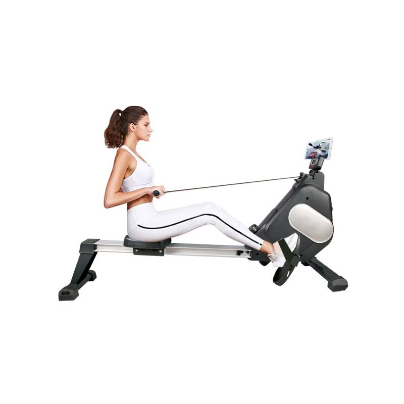 Bigzzia - Rudergerät, Magnetisches Rudergerät 16 Ebenen mit LED-Display Leise Gleitschiene für Home Gym Indoor Trainer Ausrüstung