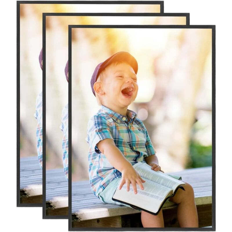 Bilderrahmen Collage 3 Stk. für Tisch Schwarz 18x24 cm MDF vidaXL