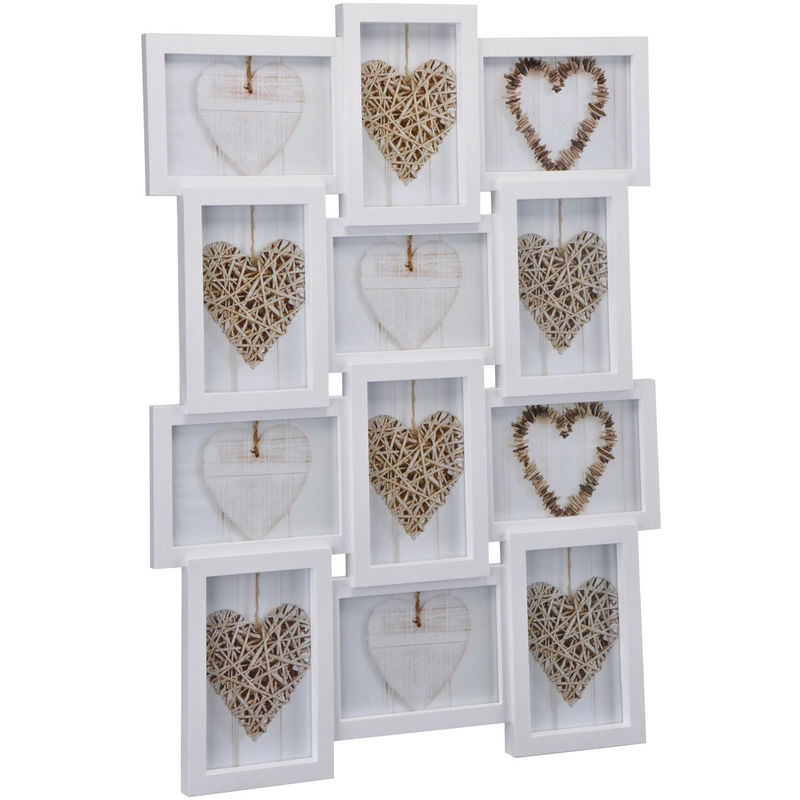 Bilderrahmen weiß - Multirahmen für 12 Bilder 10x15 cm - Foto Galerie Collage Rahmen