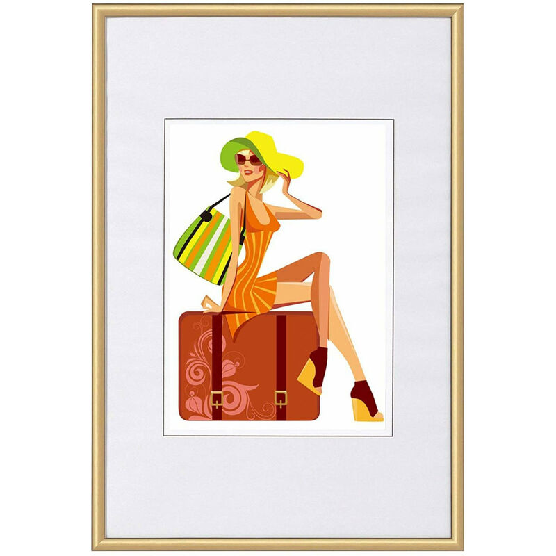 Woltu - 315 Bilderrahmen Bildergalerie Fotogalerie, Foto Collage Galerie, Kunststoff und Echtglas, New Life Style, Gold, A4 21x29,7 cm