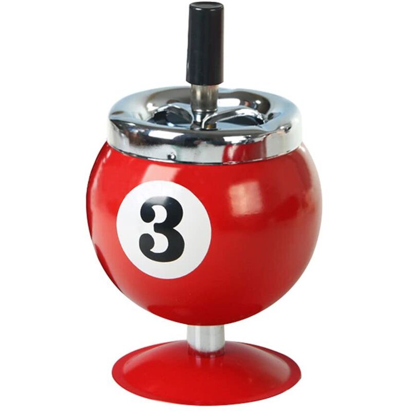 Billard-Aschenbecher aus Metall mit Druckknopfmechanismus und drehbarer Ablage, origineller Dreh-Aschenbecher, abnehmbarer Aschenbecher mit Deckel,