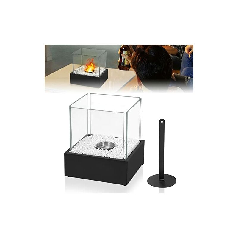 Bioethanol Tischkamin Tischfeuer Ethanol Kamin mit Natursteinen Wärmend Bio Ethanol Kamin Tisch Feuer für Indoor und Outdoor Yardin