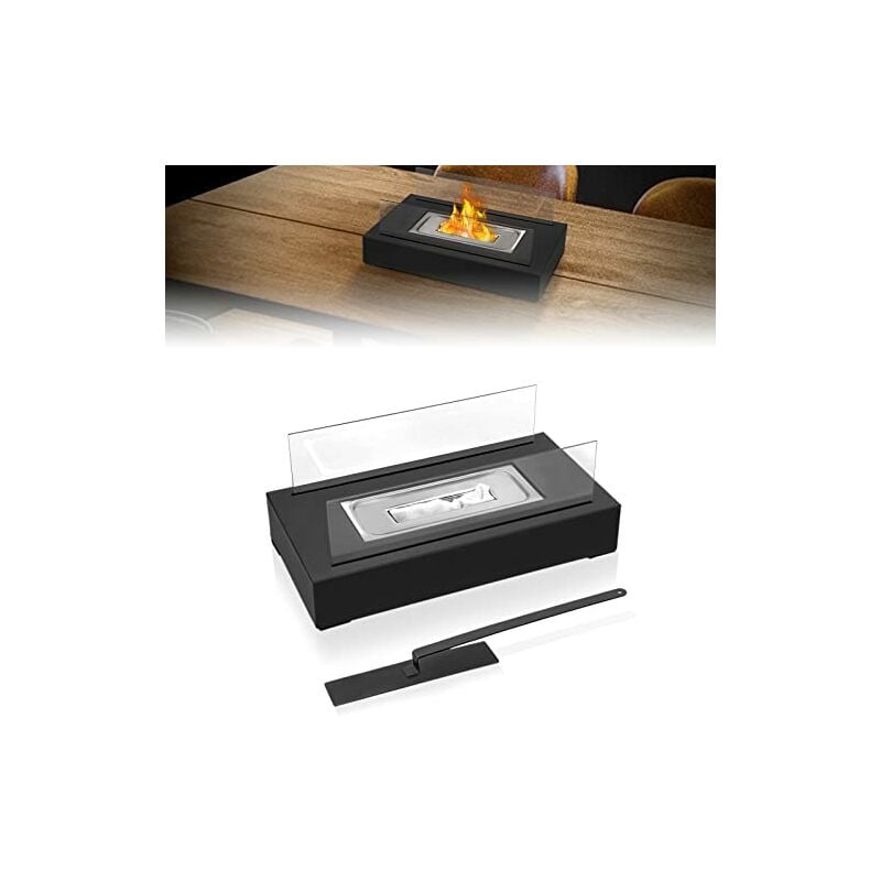 Bioethanol Tischkamin Tischfeuer Bioethanol Kamin mit Edelstahlsockel Bio Ethanol Tischfeuer Natursteinen für Balkon Deko Garten Yardin