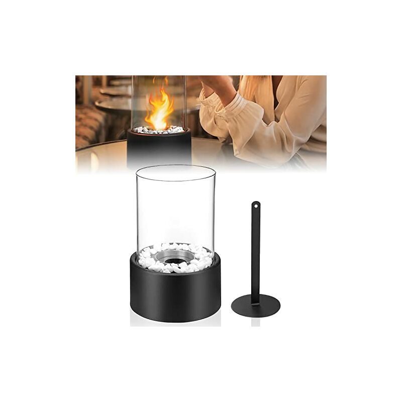 Bioethanol Tischkamin Tischfeuer Bioethanol Kamin Indoor und Outdoor Balkondekoration Ethanol Kamin mit Natursteinen für Balkon Deko Garten YARDIN