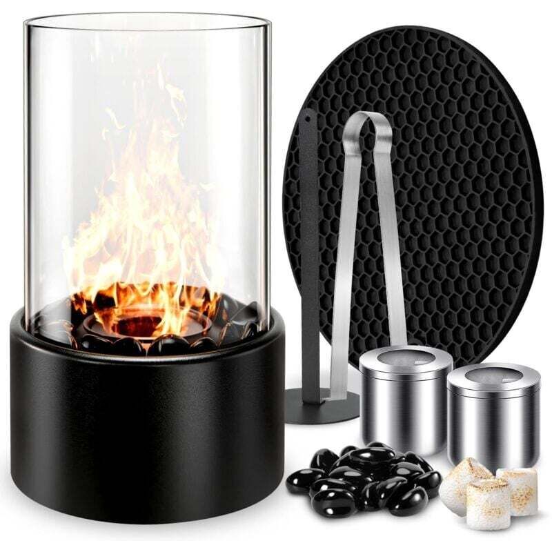 Bioethanolkamin, Ethanol-Tischkamin, tragbarer Tischkamin, Außenheizung, Geschenkidee, rund und in sich geschlossen, sauber verbrennend, abzugslos