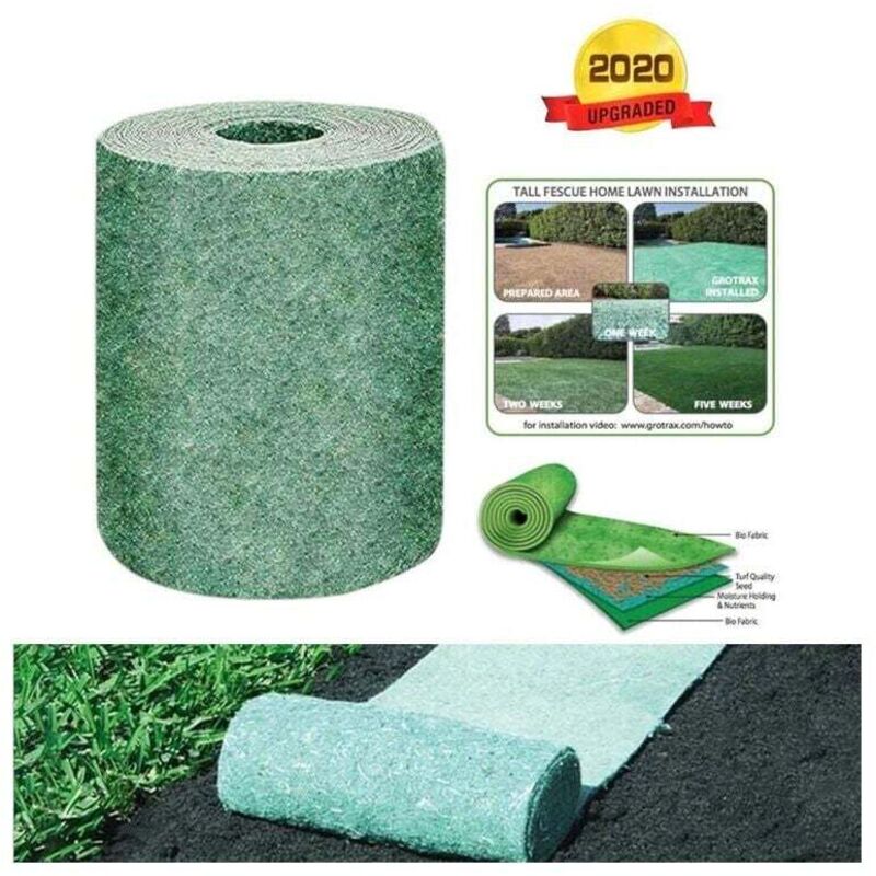 CHOYCLIT Grassamenmattenrolle, biologisch abbaubare Graswachstumsmatte, Grassamenmatte, Dünger, Gartenpicknick, Gartenarbeit, Rasenpflanzmatte (3 ×