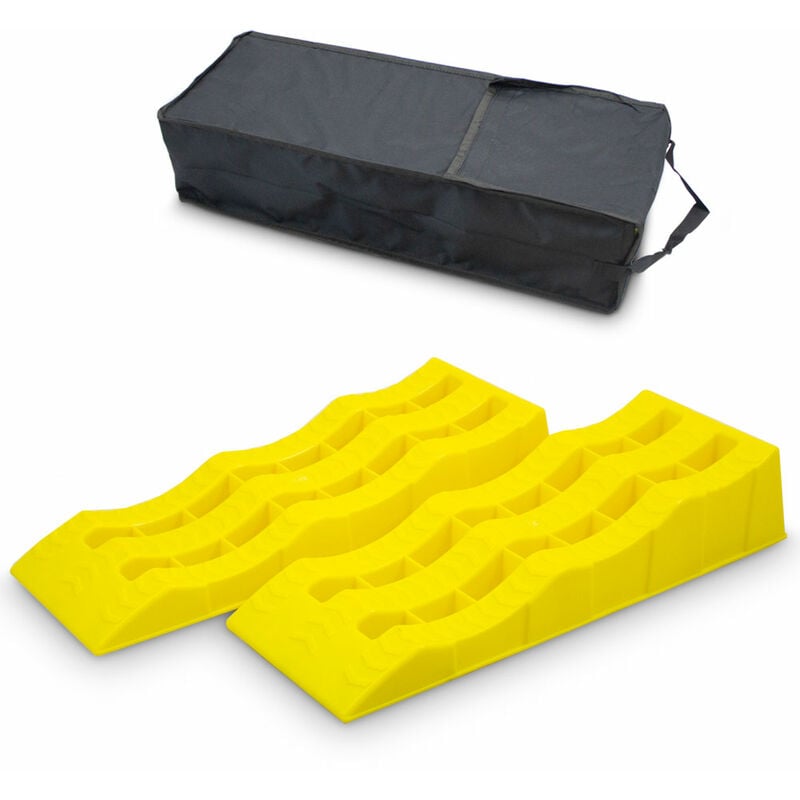 BITUXX PKW Auffahrrampen Set 3,5T 210mm Ausgleichsrampe Stabilisierung 3 Höhen 40-70-100mm KFZ Kunststoff Rampe Autorampe Hebebühne Plattform