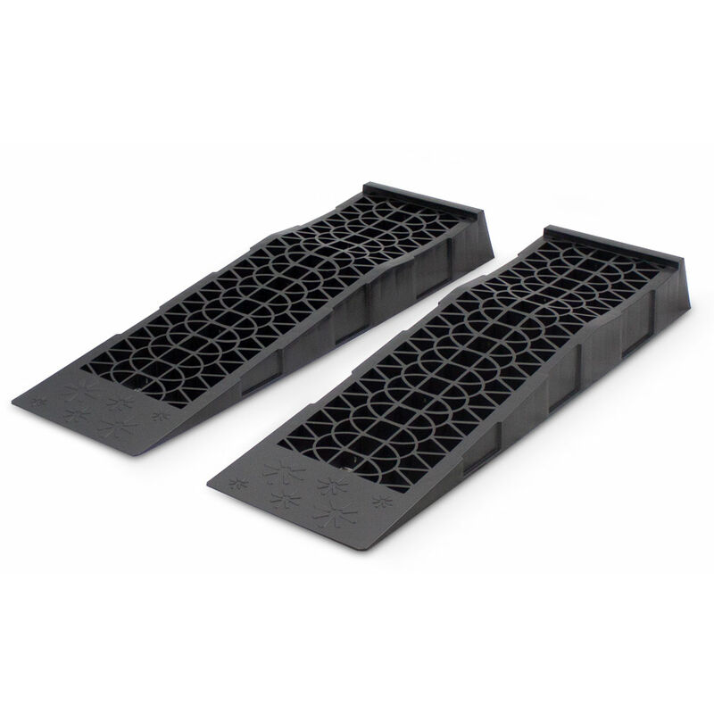 BITUXX PKW Auffahrrampen Set 5T bis 200mm KFZ Kunststoff Rampe flach Autorampe Hebebühne Plattform Auffahrt Wohnmobil