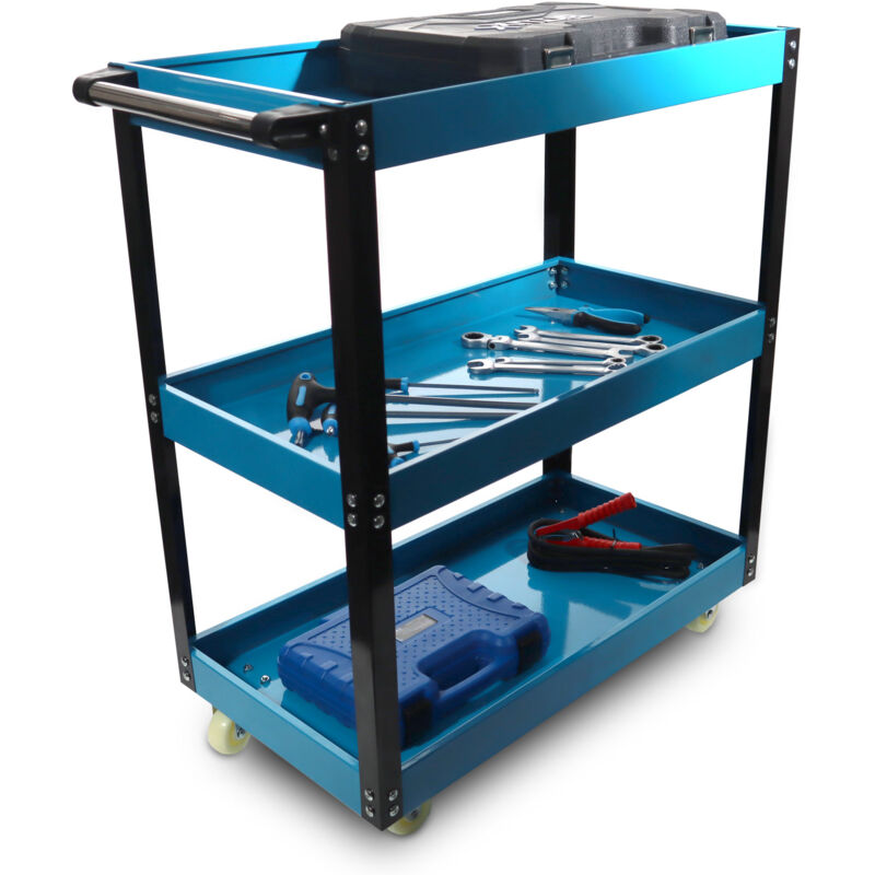 Bituxx - Werkstattwagen Rollwagen Werkzeugwagen Werkzeugkiste 3 Ebenen Ablagen Blau