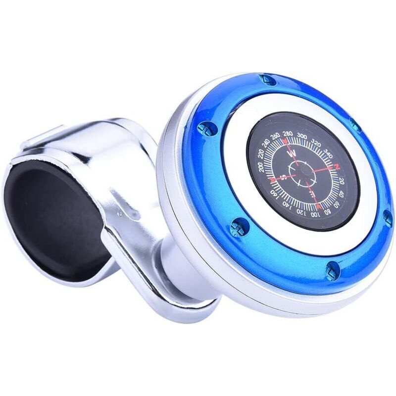 (Blau) Lenkrad-Drehknopf, Lenkrad-Booster-Griff mit Kompass, universeller Lenkrad-Drehknopf-Booster