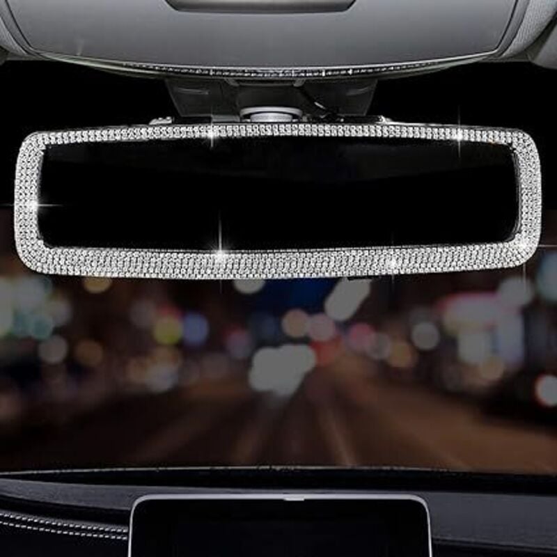 Linghhang - Bling Strass Auto Rückspiegel, Auto Rückspiegel mit Kristall Diamanten Bling Strass Auto Rückspiegel für Frauen, Auto Teile