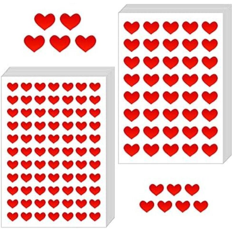 BLMHTWO 1404 Stück Sticker Herzen, Aufkleber Herz Rote Belohnungsaufkleber Selbstklebend Herz Sticker für Umschläge Geschenkverpackungen Scrapbooking