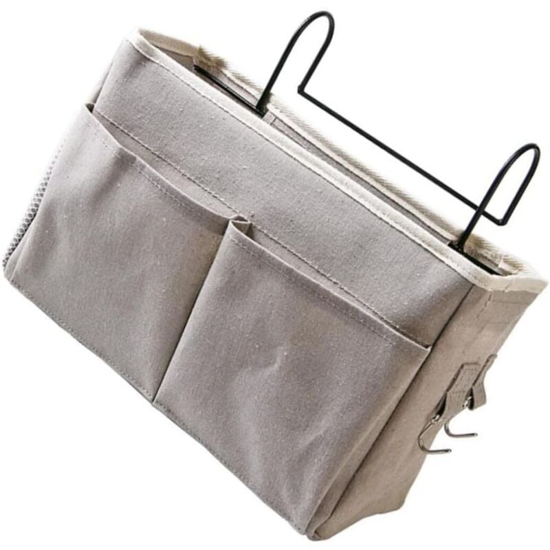 (Grau) Hängekorb fürs Bett, Hochbettregal, wasserdichter Nachttischregal-Organizer aus Segeltuch, Hängeaufbewahrungstasche fürs Bett für