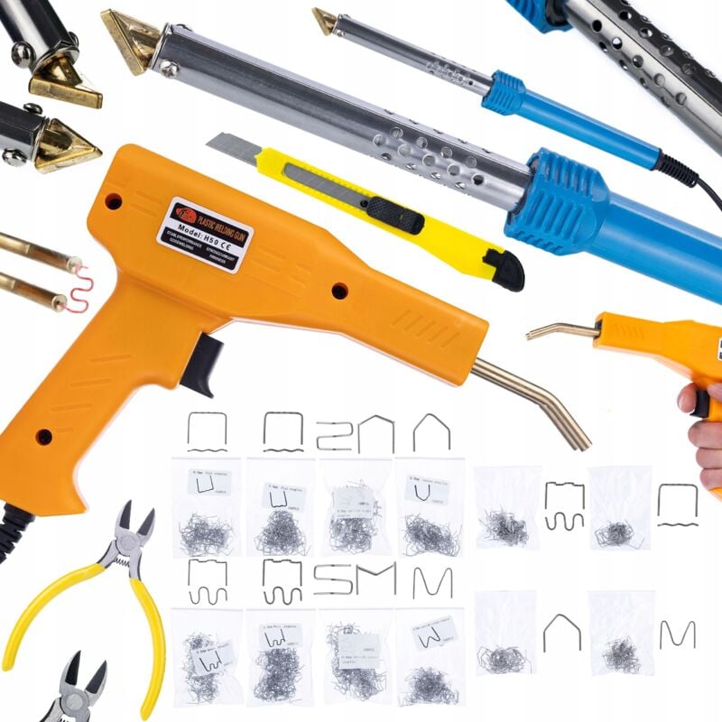 Blue Lark 80 W BL80W elektrischer Lötkolben der S-Serie + Kunststoffhefter im Koffer, 200 Heftklammern + 800 Heftklammern, 8 Typen