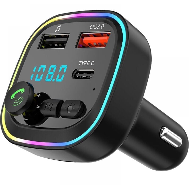 Bluetooth 5.3 FM-Transmitter, Bluetooth-Adapter-Transmitter fürs Auto, kabelloses MP3-Player-Kit mit QC3.0-Schnellladung, 2 USB-Anschlüssen und 1