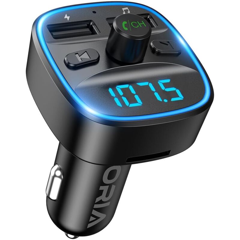 Bluetooth 5.3 FM-Transmitter, erweitertes Bluetooth-Auto-Kit, zwei USB-Anschlüsse mit QC3.0, kabellose Freisprechfunktion für LED-Anzeige,