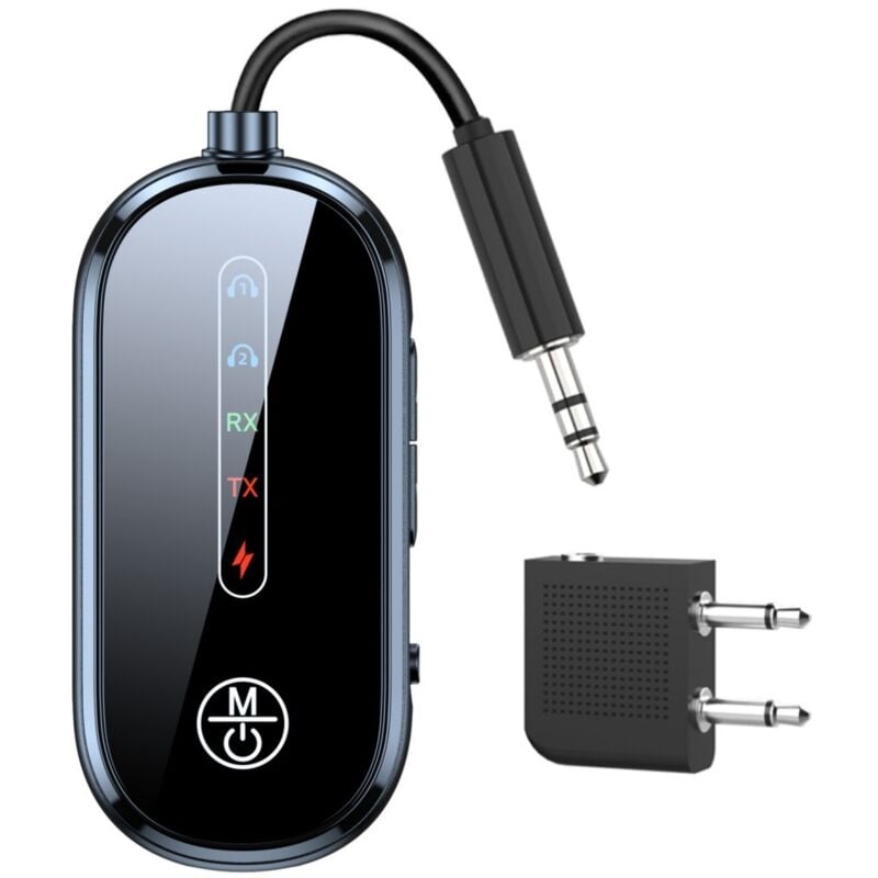 Bluetooth 5.4 Flugzeugadapter – 2-in-1-Empfänger-Sender für Fernseher, Bluetooth-AUX-Adapter für 2 Kopfhörer, Bluetooth-Splitter mit zusätzlichem