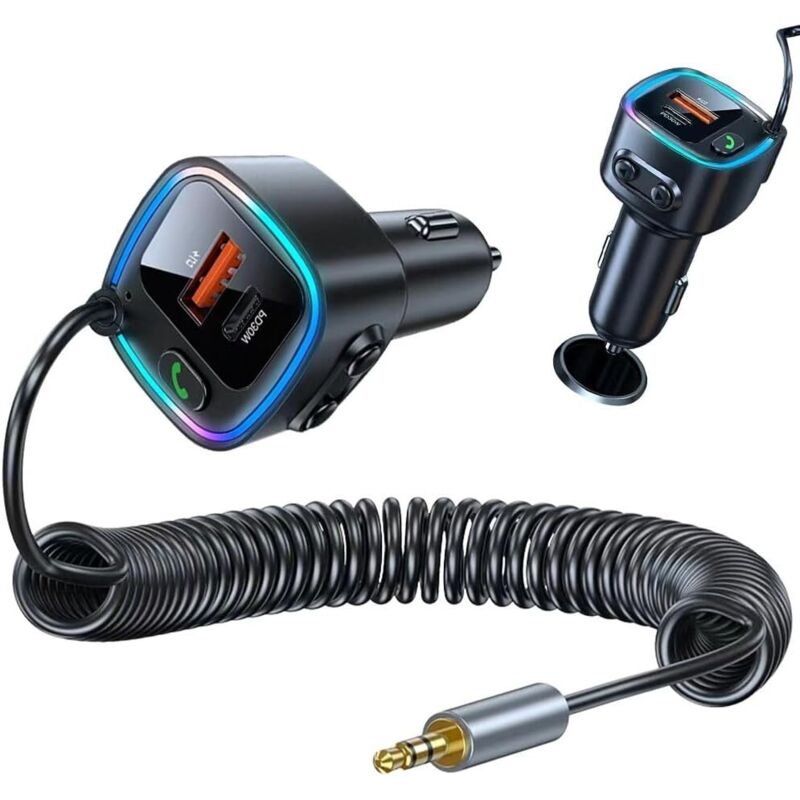 Bluetooth 5.4 Kfz-Adapter, Bluetooth-Empfänger mit 3,5-mm-Klinkenstecker für Autoradios mit 30 W PD & 12 W QC, Bluetooth-AUX-Eingang fürs Auto,