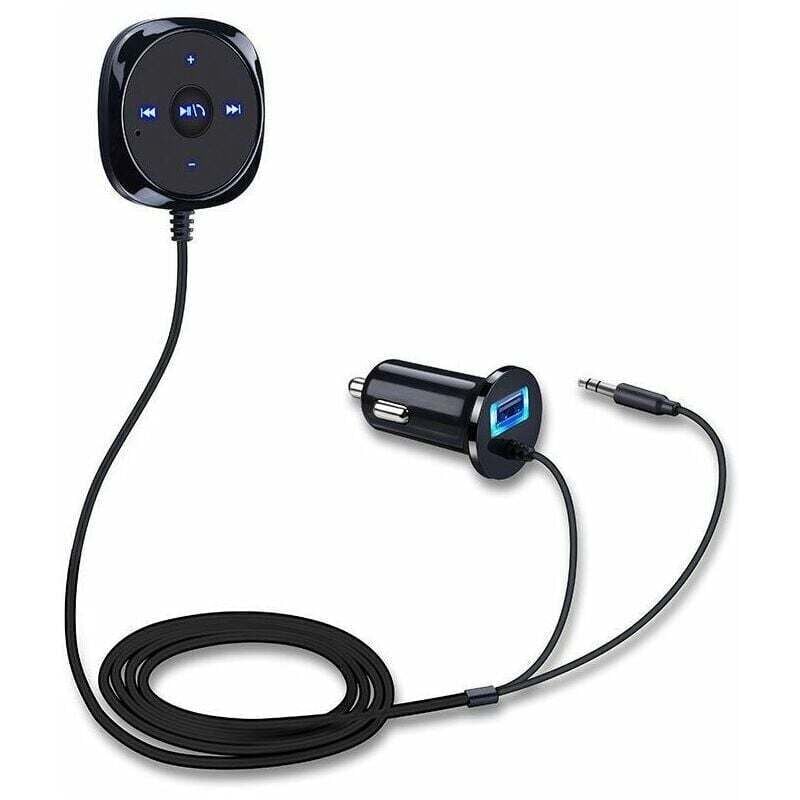 Bluetooth-Auto-Kit, Bluetooth-Empfänger, Bluetooth-Freisprech-Audioadapter, integriertes Mikrofon, Lüftungsclip, 2,1-A-USB-Autoladegerät, Schwarz, 1