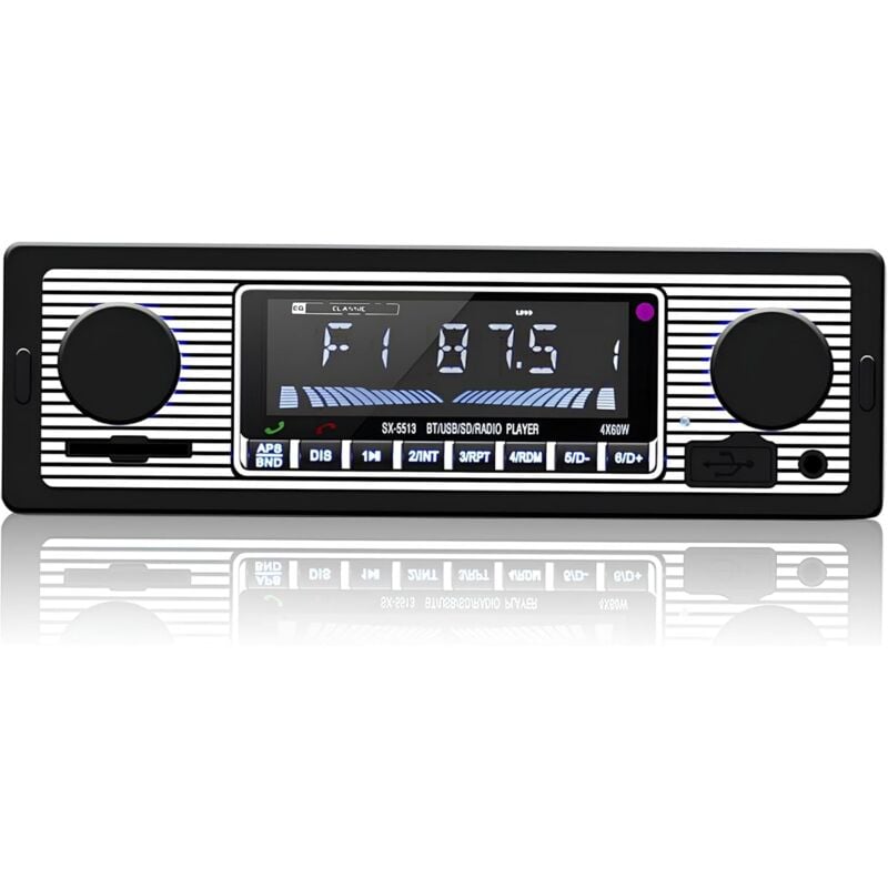 Bluetooth-Autoradio, Vintage-Bluetooth-Autoradio 4x60W MP3-Player mit Fernbedienung, unterstützt USB/AUX