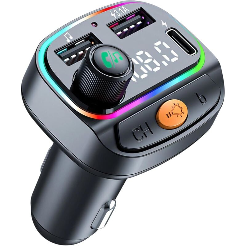 Bluetooth-FM-Transmitter fürs Auto, Bluetooth-Adapter fürs Auto, Bluetooth 5.0 kabellos, Freisprechfunktion, MP3-Player, HiFi-Bass, Bluetooth-Adapter