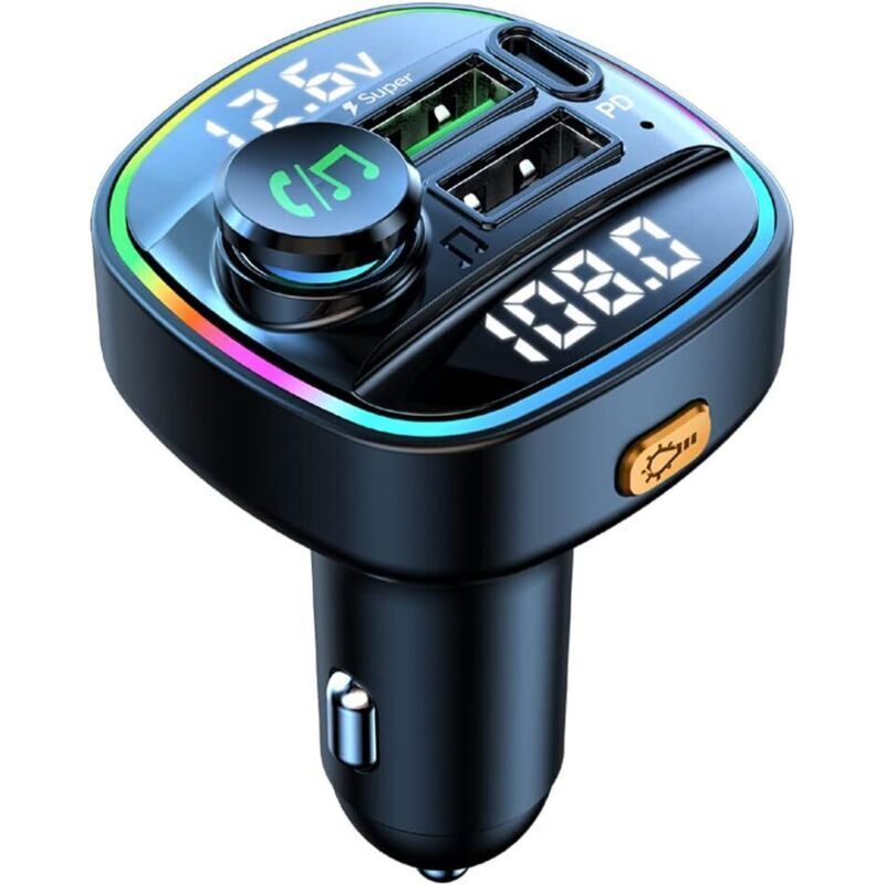 Bluetooth-FM-Transmitter fürs Auto – Freisprechfunktion, Dual-Display, QC3.0-Schnellladung und 20-W-USB-C-PD, Bluetooth-Adapter für Autoradios mit