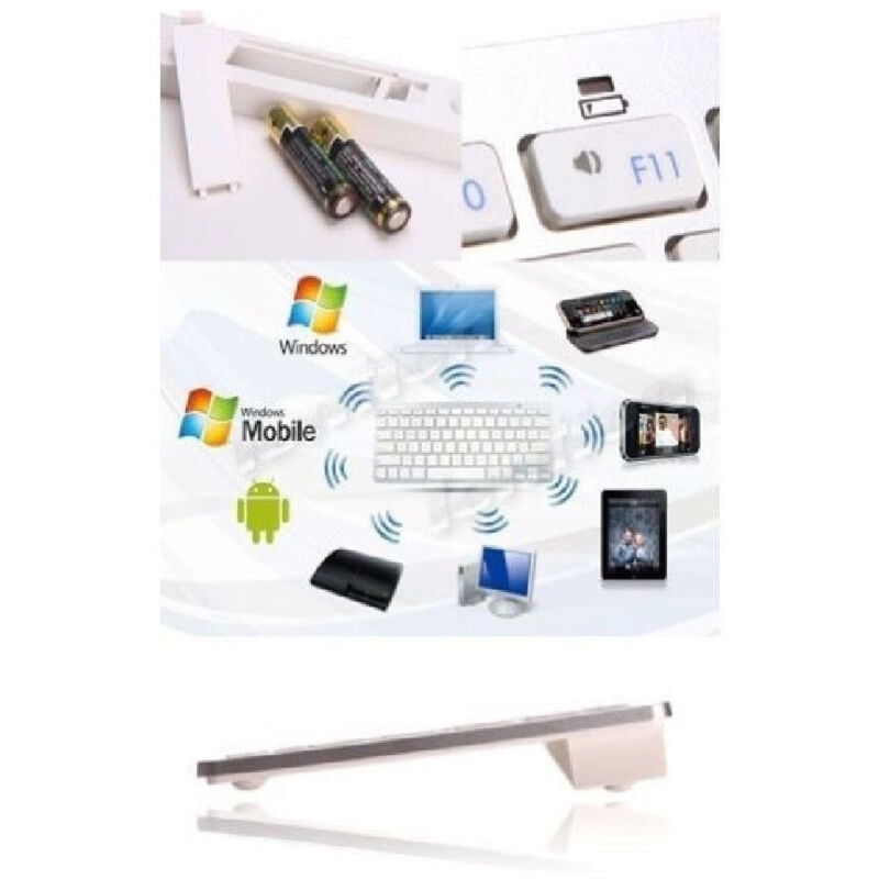 Trade Shop Traesio - Trade Shop - tastiera bluetooth italian white-mela Bluetooth gespeist Ipad, Smartphone -
