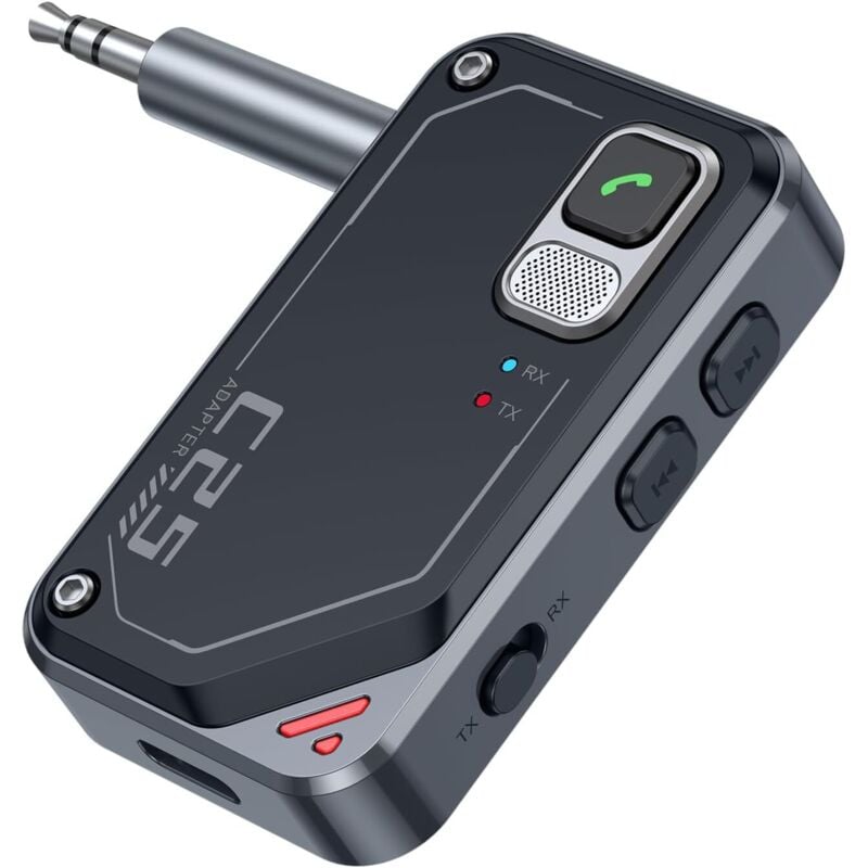 Bluetooth-Kfz-Adapter, 2-in-1 Bluetooth 5.3-Empfänger mit Freisprechfunktion, langer Akkulaufzeit, drahtloser Bluetooth-Audioadapter für Fernseher,