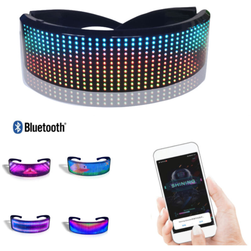 Bluetooth-kompatible magische LED-Partybrille, glänzende Brille, im Dunkeln leuchtende Brille, LED-Anzeige, mobile App-Steuerung für Weihnachten,