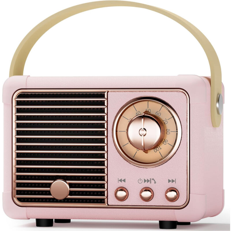 Bluetooth-Lautsprecher, tragbarer Mini-Retro-Lautsprecher, Kartenradio, drahtloser Computer, cleveres Geschenk (rosa)